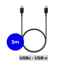 CÂBLE DE CHARGEMENT USB-C VERS USB-C 3M NOIR – VORTEX ELECTRONICS