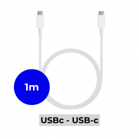 CÂBLE DE CHARGEMENT USB-C VERS USB-C 1M BLANC – VORTEX ELECTRONICS